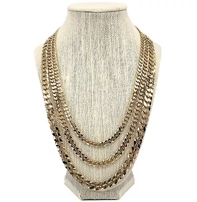 Men's 14k Concave Cuban Link Chain Necklace 7mm 8mm 10mm Italian Gold Plated • $20.99