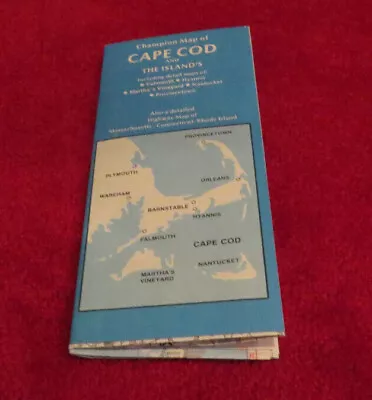 Vintage Cape Cod & The Islands Map By Champion Map W/ Mass Conn RI Road Map • $9.95