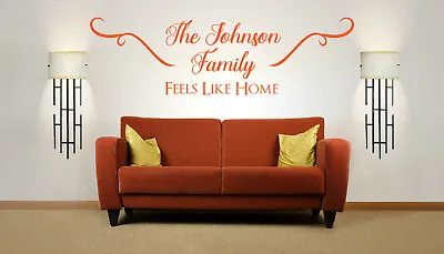 Personalised Family Name 'Feels Like Home' Wall Art Sticker Mural Decal. • £14.79