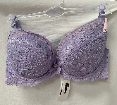 Brand New Boux Avenue Lace Lilac Chloe Plunge Bra UK Wired Padded All Sizes • £7