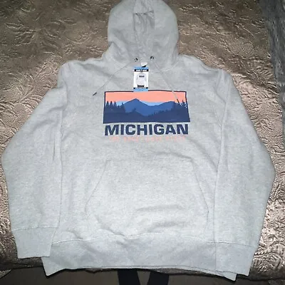 New MICHIGAN Great Lakes State SWEATSHIRT HOODIE- Grey Pullover • $24.99