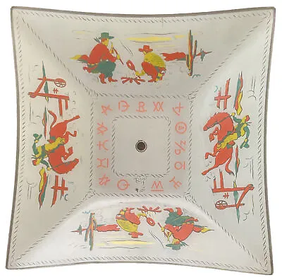 Vtg Glass Ceiling Light Shade Cover Western Cowboy Bucking Horse Rodeo Colorful • $78