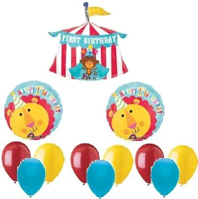 CIRCUS Monkey TENT Big TOP #1 1st Happy Birthday PARTY Mylar Latex BALLOONS Set • $12.21