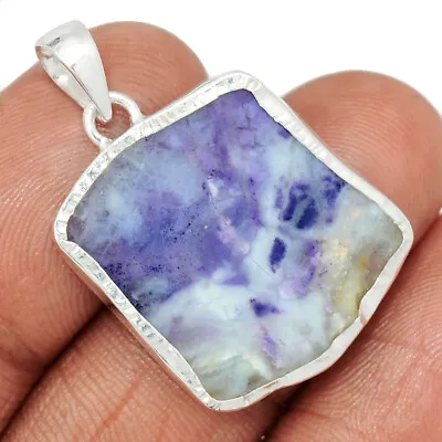 Natural Violet Flame Opal Slice - Mexico 925 Silver Pendant Jewelry CP33492 • $15.99