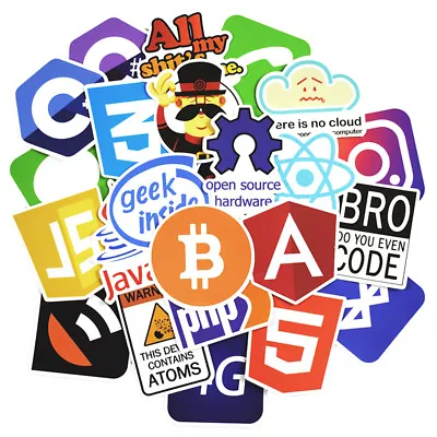 50 Pcs Waterproof Funny Stickers Programming Languages Developer Java Bitcoin  • $18.77