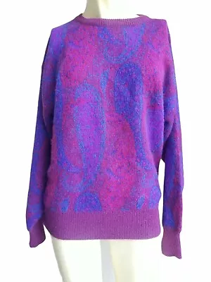 Vintage Le Moda Vibrant Colorful Big Paisley Sweater Womens Medium  • $24.99