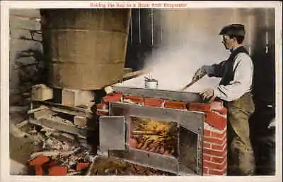 VERMONT Boiling Sap In Brick Arch Evaporator MAPLE SUGAR C1910 Postcard • $5.80