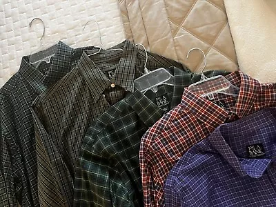 Lot Of 5 Jos A Bank Traveler Classic Collection Dress Shirt Men’s Large Plaid • $38