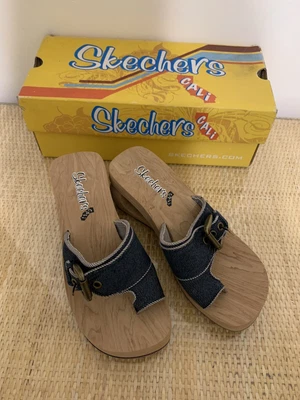 £5.50 • Buy Skechers Cali Blue Denim Toe Post Mules.. Size 3/36