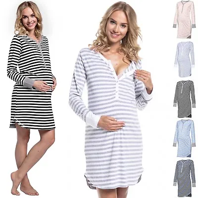 £24 • Buy Happy Mama. Women's Maternity Hospital Nightdress Nursing Nightie Stripes. 589p