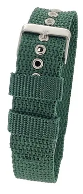 Green One-Piece Nylon Sports Fabric Thread Through Watch Strap 18 / 20 / 22mm • £4.20