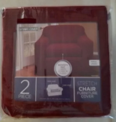 Maytex Reeves Stretch 2 Piece Chair Furniture Cover Red 38  Deep 32-43  Wide 3 • $40.95