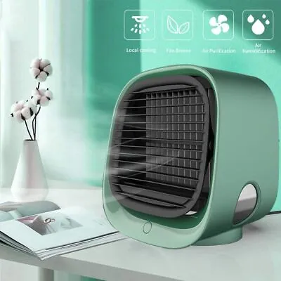 $24.90 • Buy Portable USB Air Conditioner Air Cooler LED Personal Desk Cooling Fan Dark Green
