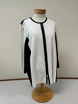 Misook Jacket New Black & White Knit L Classic Look Machine Washable $25 • $25