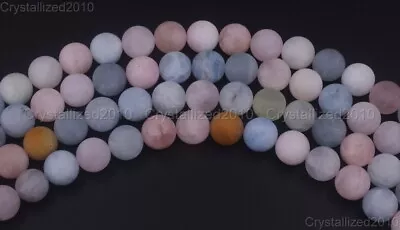 Natural Matte Gemstones Morganite Beryl Aquamarine Round Beads 4mm 6mm 8mm 15  • $7.08