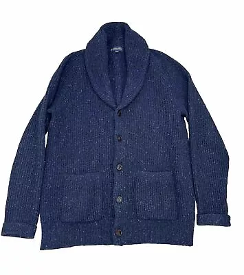 Brooks Brothers Shawl Neck Cardigan Sweater Sz L Men Navy 100% Wool • $39.99