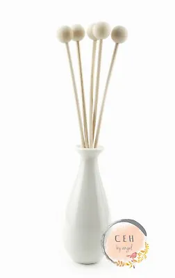 Elegant Ceramic Diffuser Vase + Wooden Balls Reed Home Decor Essential Oil Blend • $34