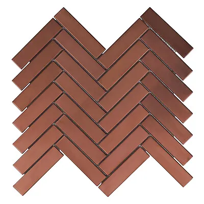 Rose Gold Copper Color Metallic Metal Herringbone Mosaic Tile Kitchen Backsplash • $3.99