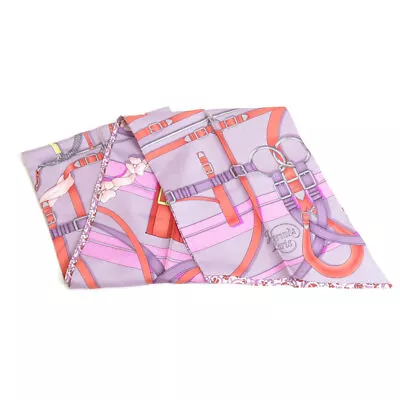 Auth HERMES Maxi Twilly Scarf Purple/Multicolor Silk - E58436f • $193