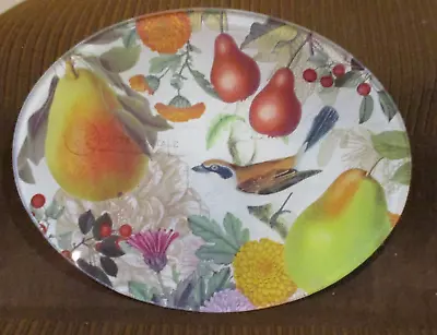 Michel Design Works Oval Glass Trinket/Serving Tray Bird & Fruit 6.25  X 4.75  • $8