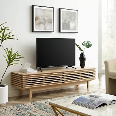 Modway Render 71  Mid-Century Modern Low Profile TV Stand In Oak • $326.46