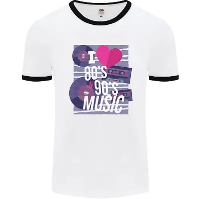 I Love 80s 90s Music Pop Rock Acid House Mens Ringer T-Shirt • £8.99