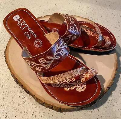 Women's Authentic Mexican Huarache Sandals Slip On Toe Ring Leather Sandals • $28.99