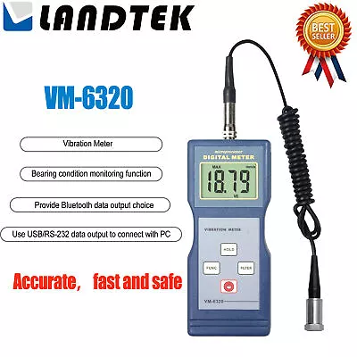 VM6320 Digital Vibration Meter Tester Vibrometer Gauge VM-6320 New✦Kd • $205.69