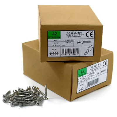 £51.99 • Buy Stainless Steel Wood Screws | A2 Pozi Countersunk Self Tapping Chipboard Screw