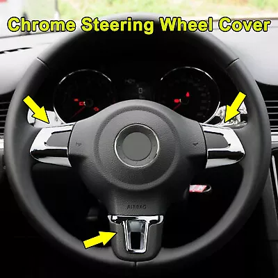 Car Accessories Chrome Steering Wheel Trim Cover For VW Golf/MK6 Jetta Polo Bora • $9.20