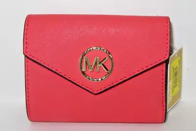 Michael Kors Greenwich Medium Envelope Trifold Wallet Dahlia Leather NWT $128 • $59.89