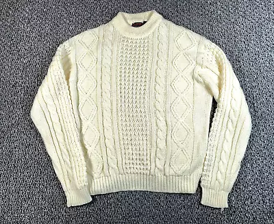 VTG 80s Cable Knit Mock Neck Sweater Adult XL Ivory Chunky Preppy Ski Lodge • $30