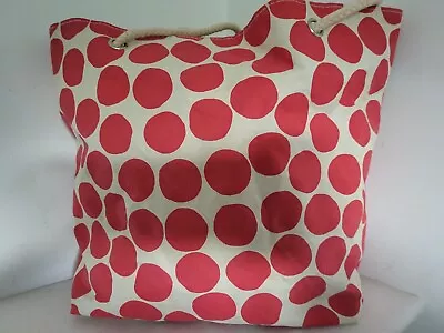 Hobbs For EVE Tote Bag Red Cream Polka Dot Beach Bag Holiday Bag • £15