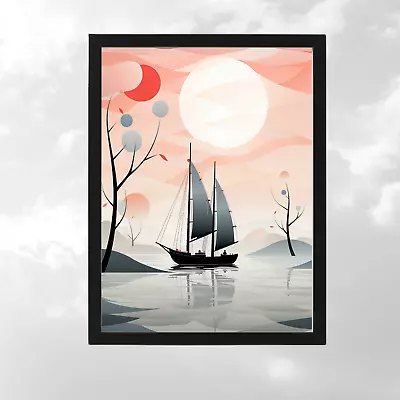 Picture Photo Frame Boho Ship Room Decor Framed Wall Art Black Frame 30x40cm • $25