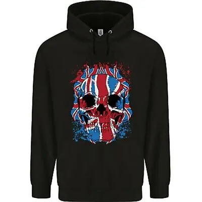Union Jack Flag Skull Gym MMA Biker Mens 80% Cotton Hoodie • £24.99