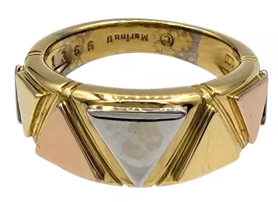 Marina B 18K Ring Yellow White And Rose Gold Triangular Design Band • $999