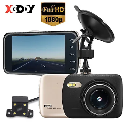 $35.99 • Buy XGODY Dash Camera Video Camera 1080P Dual Lens Car Driving Recorder Night Vision