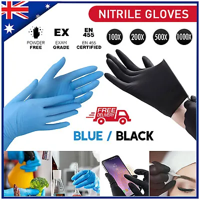 1000THICK Disposable Nitrile Gloves Rubber Blend Powder Free Industrial Mechanic • $23.36