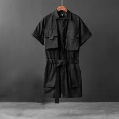 Men One Piece Jumpsuit Romper Short Sleeve Coverall Tracksuit With Belt Work Set • $33.56