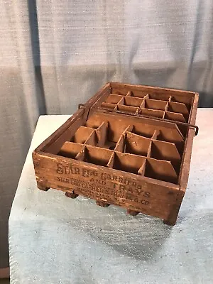 Antique Vintage 1900s Star Chicken Egg Carrier Wood Crate John Elbs NY 2 Dozen • $195