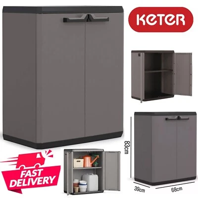 £67.24 • Buy EXTRA LARGE KETER Low Storage Cabinet Grey Black Cupboard Outdoor Garden Garage.