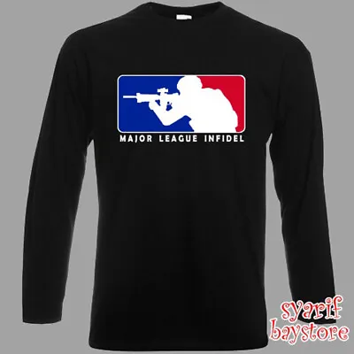 MLI Major League Infidel Logo Long Sleeve Black T-Shirt Size S To 3XL • $22.49