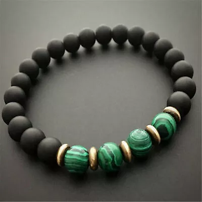 8mm   Malachite Mala Bracelet Custom Adjustable Stackable Office Wear • $2.57