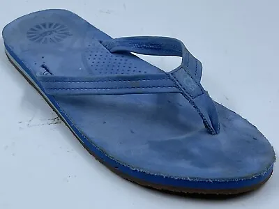 UGG Kayla Women's Sandals Sz 7 Blue Nubuck Leather Casual Flip Flops Thong Flats • $31.98