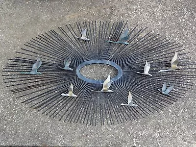 Jere Metal Art Wall Sculpture-Starburst-Sunburst With Geese-Ducks * AS IS • $120