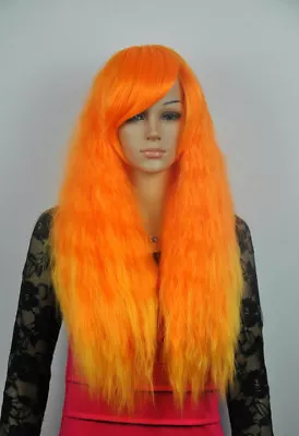 Fashion Long Orange Fluffy Small Wavy Women Lady Cosplay Anime Hair Wig Wigs+Cap • $19.98