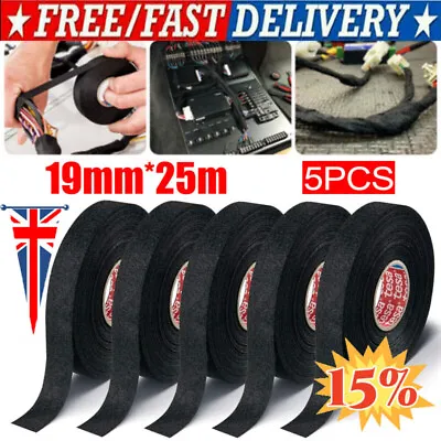 5PCS ROLLS TESA TAPE ADHESIVE CLOTH FABRIC WIRING LOOM HARNESS 19mm*25m • £15.59