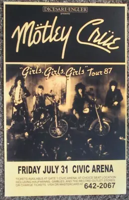 Mötley Crüe Concert Poster 11X17 Girls Girls Girls 1987 - Civic Arena Pittsburgh • $12.99