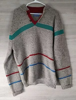 Pendleton Pure Virgin Wool Quarter Button Pullover Striped Sweater XL USA Made  • $29.99