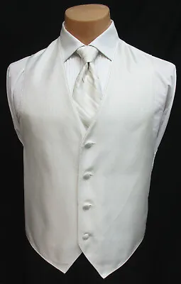 Men's Ivory Off-White Jean Yves Cooper Tuxedo Vest & Tie Formal Wedding Prom  • $5.40
